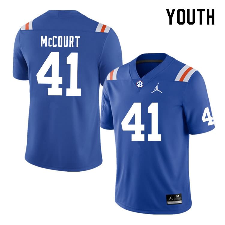 Youth NCAA Florida Gators Alex McCourt #41 Stitched Authentic Nike Blue Throwback College Football Jersey MTS2765QF